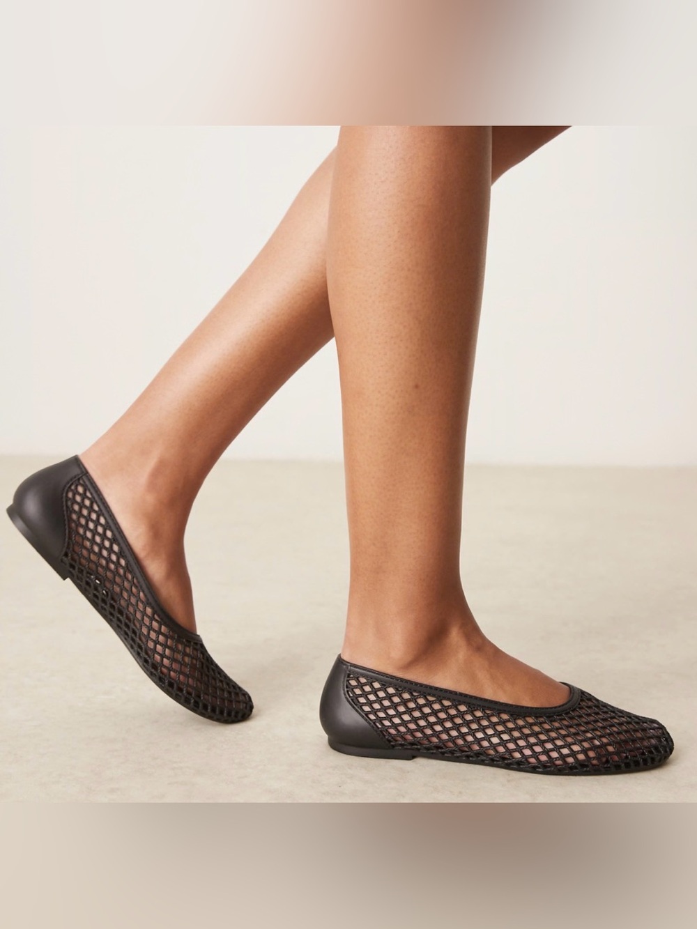 ASOS Black Mesh Slip-On Ballet Flats